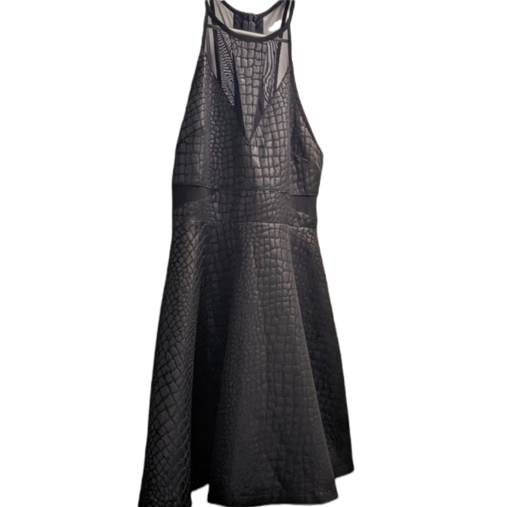 ASTR Black Faux Leather Croc Embossed Racerback Dress M - Picture 2 of 6